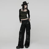 Cool Striped Tattered Punk T-shirt