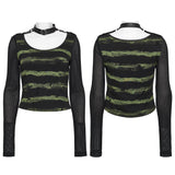 Cool Striped Tattered Punk T-shirt