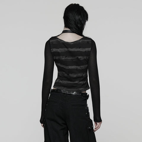 Cool Striped Tattered Punk T-shirt