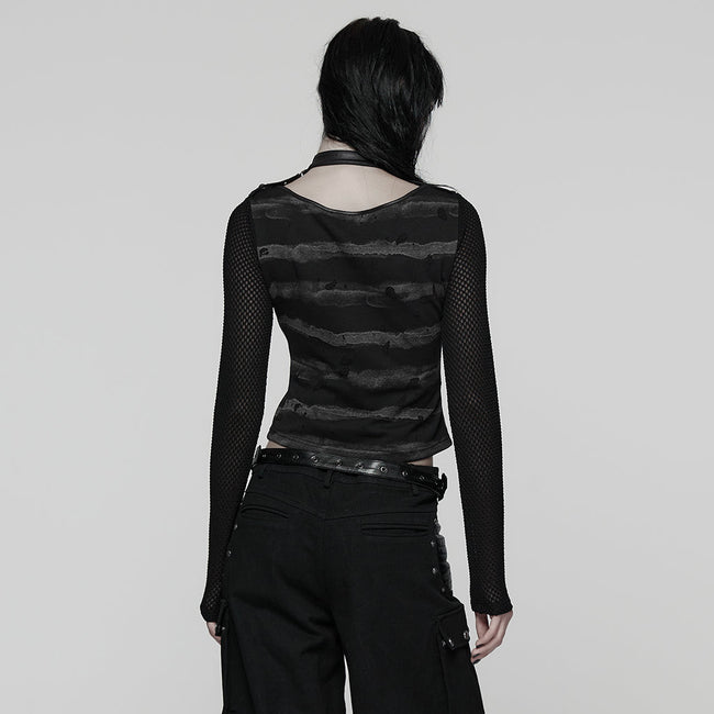 Cool Striped Tattered Punk T-shirt