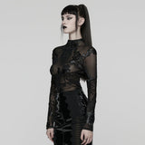 Goth 3D Floral Mesh Lace Undershirt