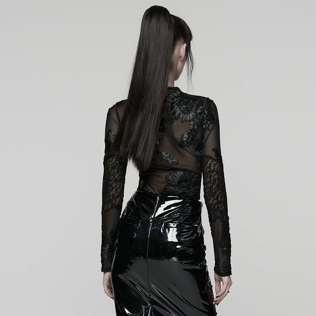 Goth 3D Floral Mesh Lace Undershirt