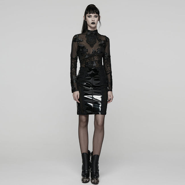 Goth 3D Floral Mesh Lace Undershirt