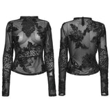 Goth 3D Floral Mesh Lace Undershirt