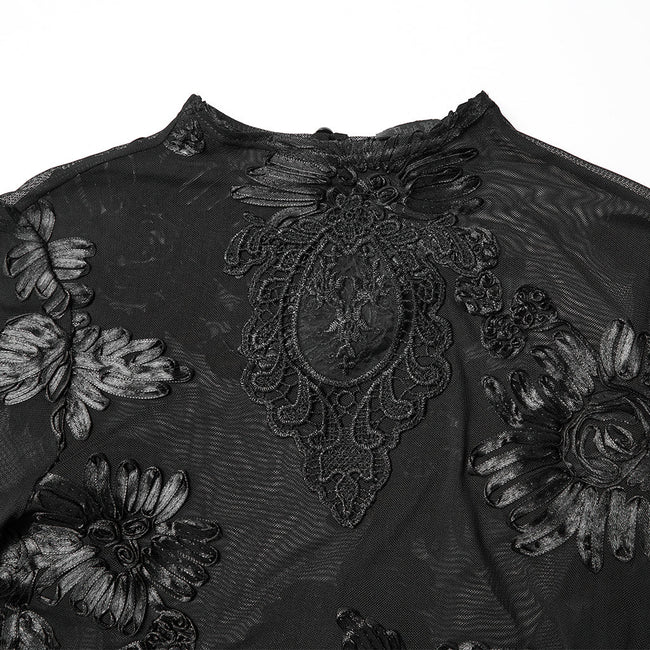 Goth 3D Floral Mesh Lace Undershirt