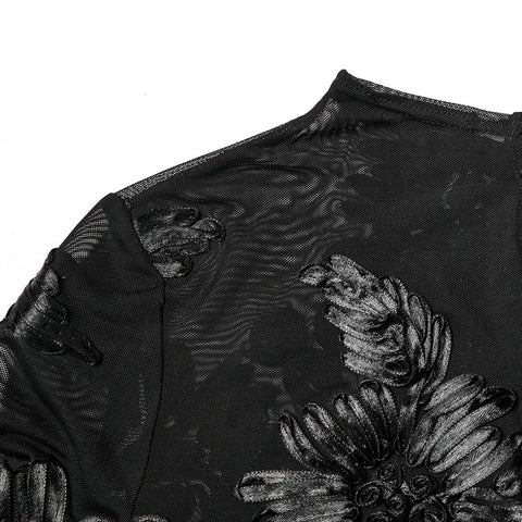 Goth 3D Floral Mesh Lace Undershirt