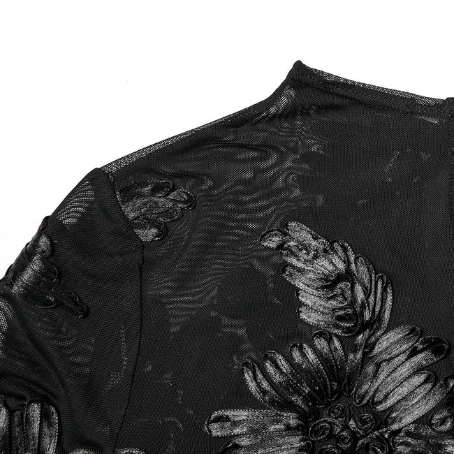 Goth 3D Floral Mesh Lace Undershirt