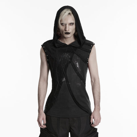 Punk printed hooded T-shirt