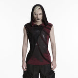 Punk printed hooded T-shirt