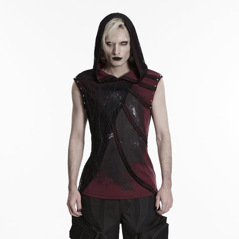 Punk printed hooded T-shirt