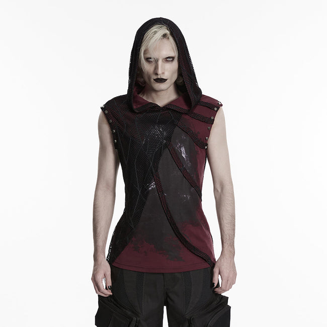 Punk printed hooded T-shirt