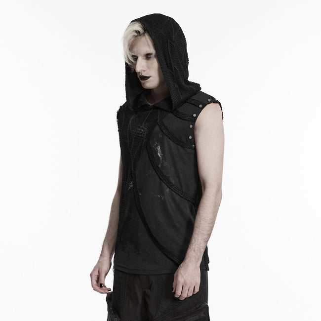 Punk printed hooded T-shirt