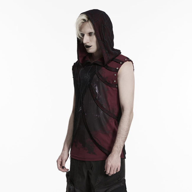 Punk printed hooded T-shirt