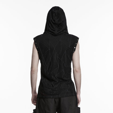Punk printed hooded T-shirt