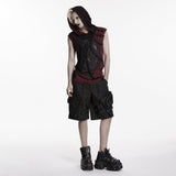 Punk printed hooded T-shirt