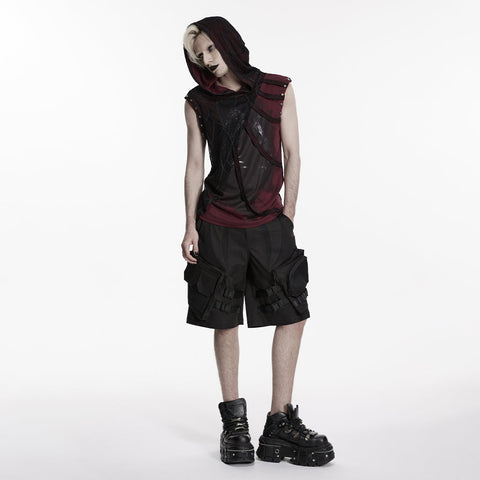 Punk printed hooded T-shirt