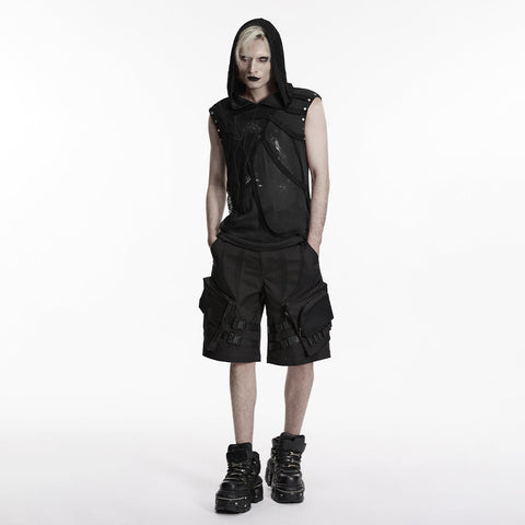 Punk printed hooded T-shirt