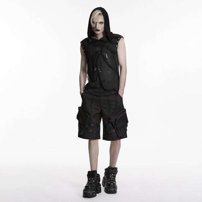 Punk printed hooded T-shirt