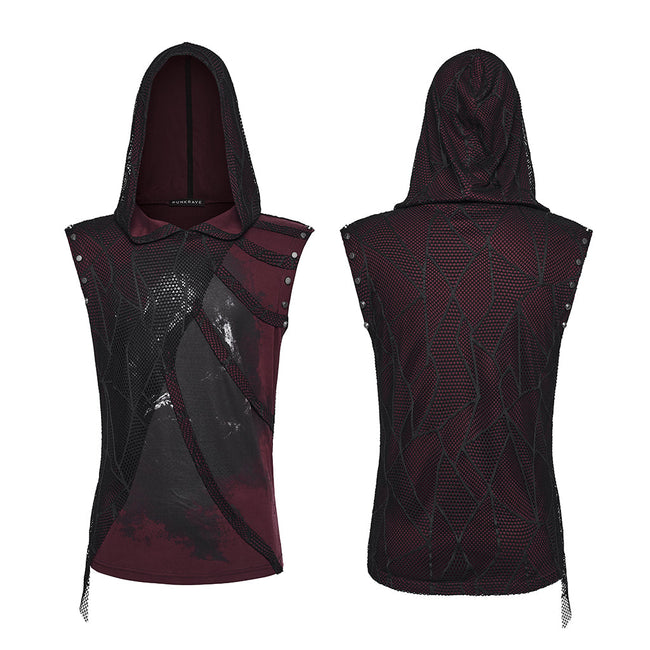Punk printed hooded T-shirt