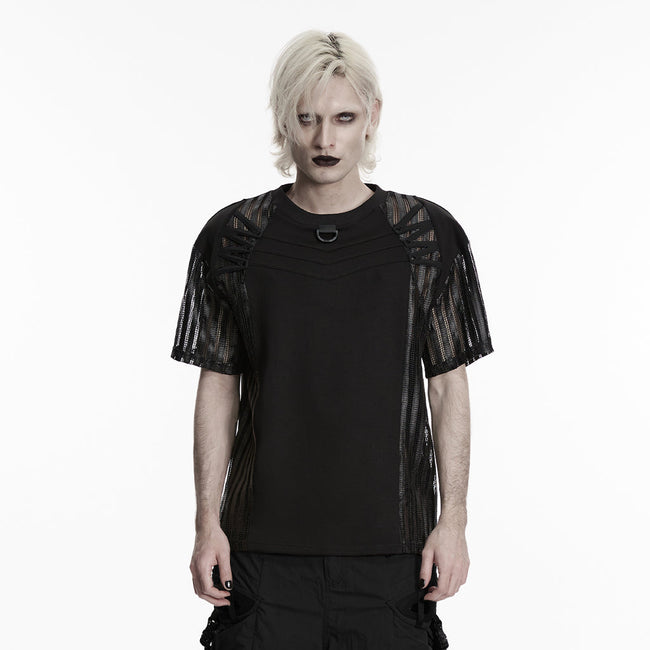 Mesh cage type sleeves T-shirt