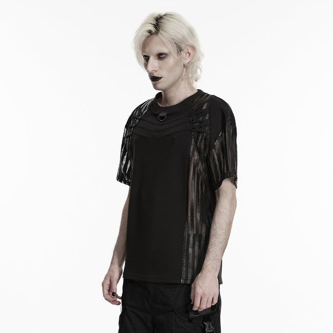 Mesh cage type sleeves T-shirt