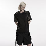 Mesh cage type sleeves T-shirt