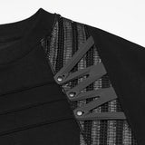 Mesh cage type sleeves T-shirt