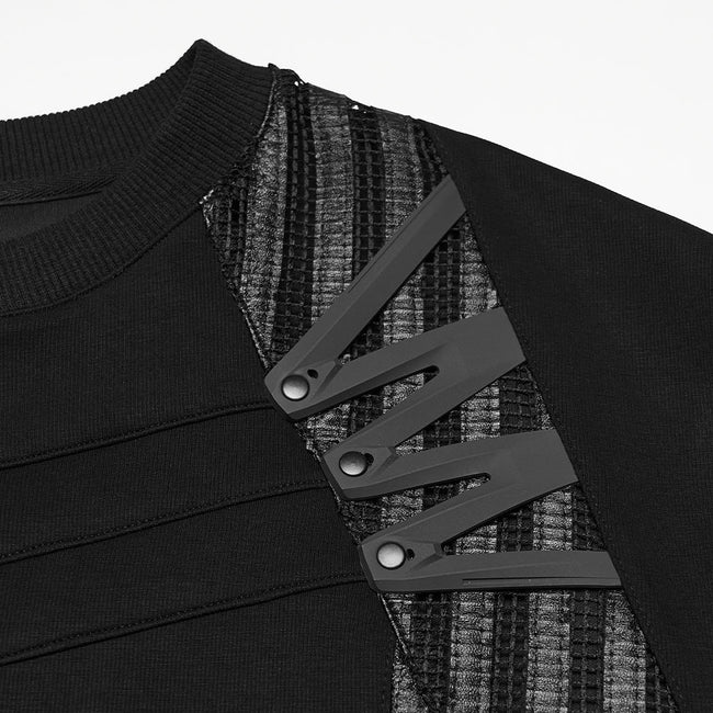 Mesh cage type sleeves T-shirt