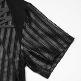 Mesh cage type sleeves T-shirt