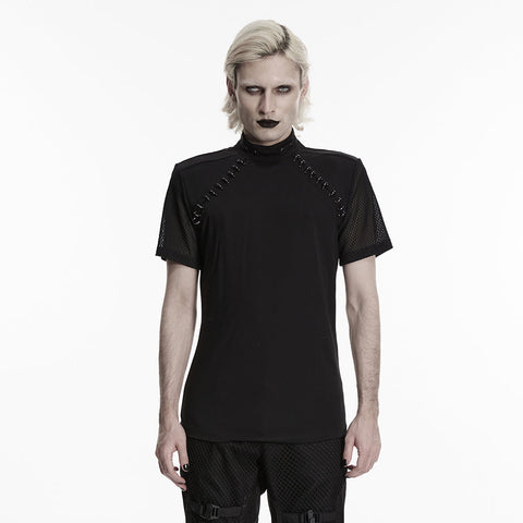 Dark punk mesh T-shirt for men