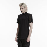 Dark punk mesh T-shirt for men