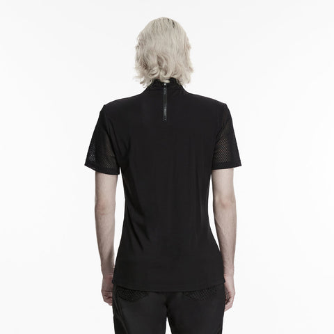 Dark punk mesh T-shirt for men