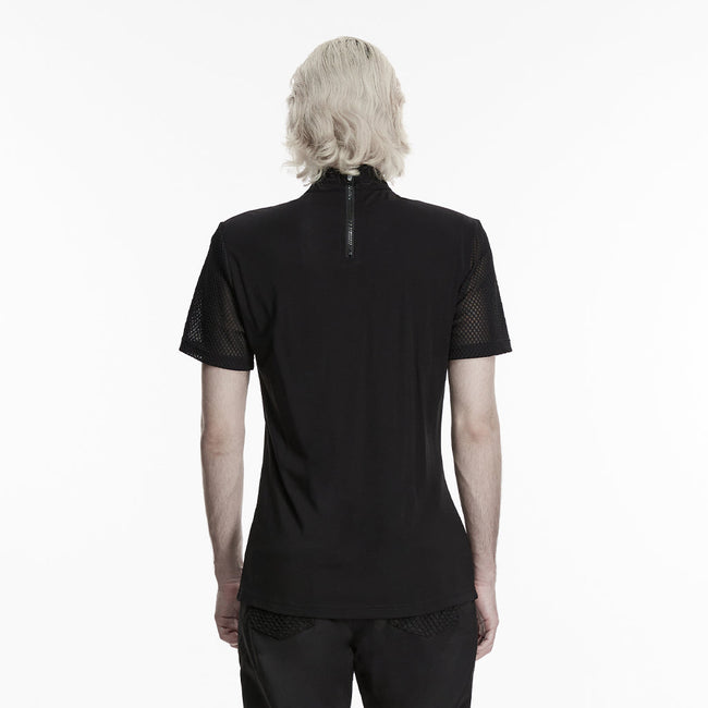 Dark punk mesh T-shirt for men