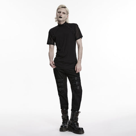Dark punk mesh T-shirt for men