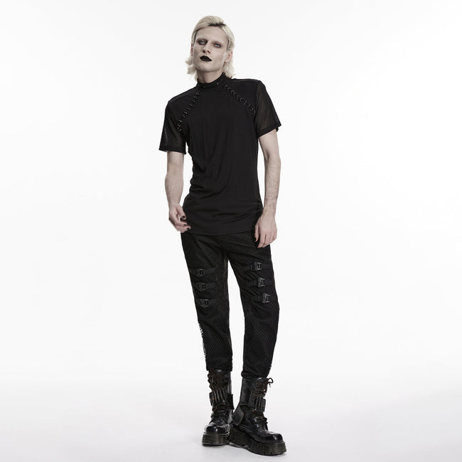 Dark punk mesh T-shirt for men