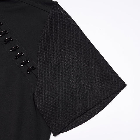 Dark punk mesh T-shirt for men