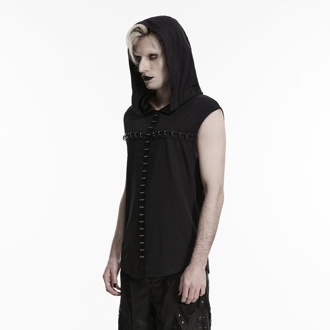 Goth Sleeveless Hooded Dark T-shirt