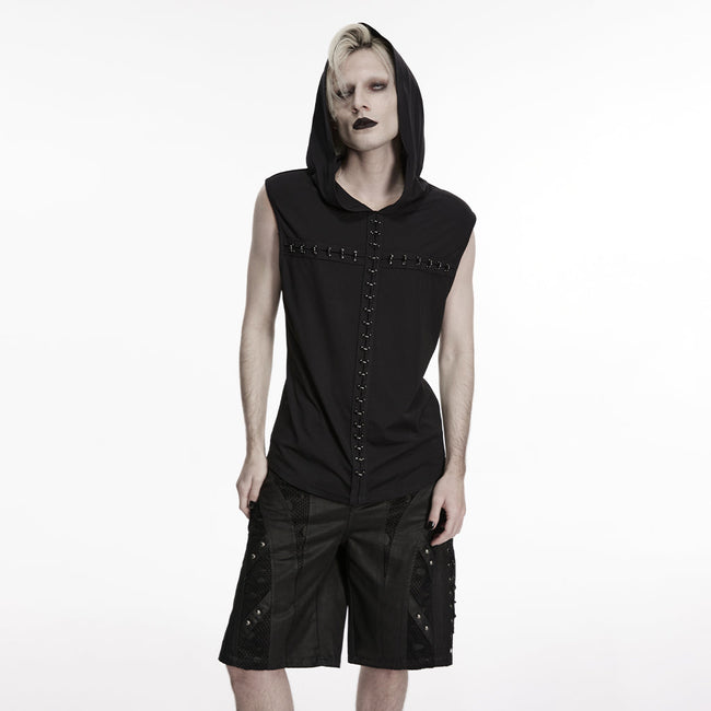 Goth Sleeveless Hooded Dark T-shirt