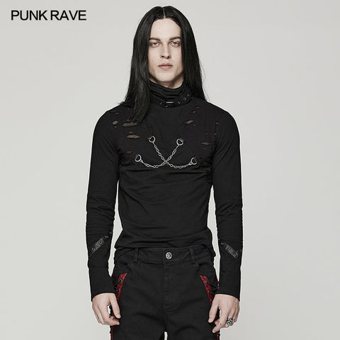 Punk daily stand collar T-shirt