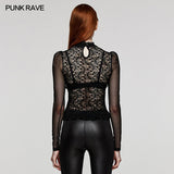Goth  bubble embroidery lace shirt