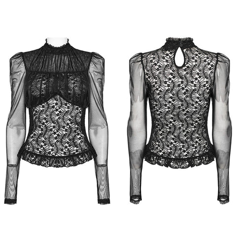 Goth  bubble embroidery lace shirt