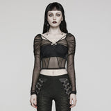 2024 Goth Long Sleeve Mesh T-Shirt
