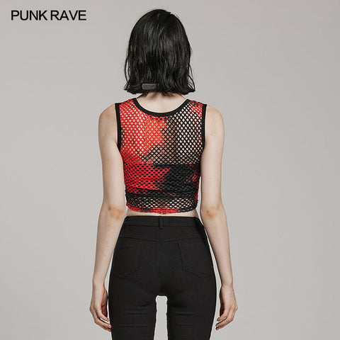 PUNK Tie-Dyed Mesh Tank Top