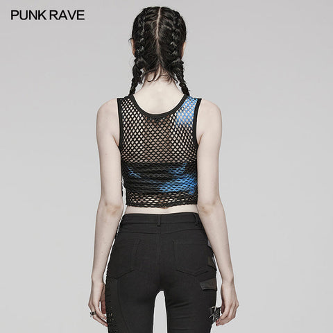 PUNK Tie-Dyed Mesh Tank Top