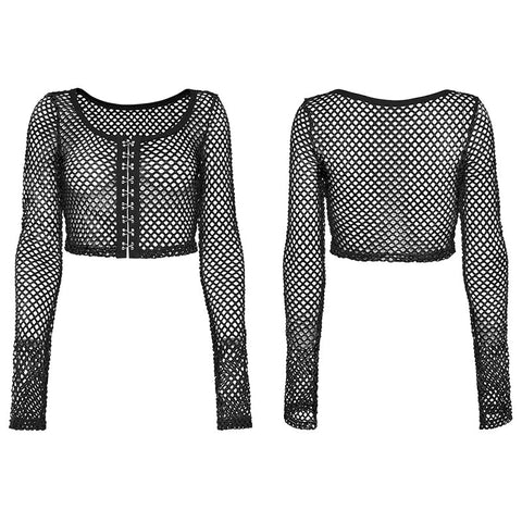 PUNK Tie-Dyed Mesh Long Sleeve T-shirt