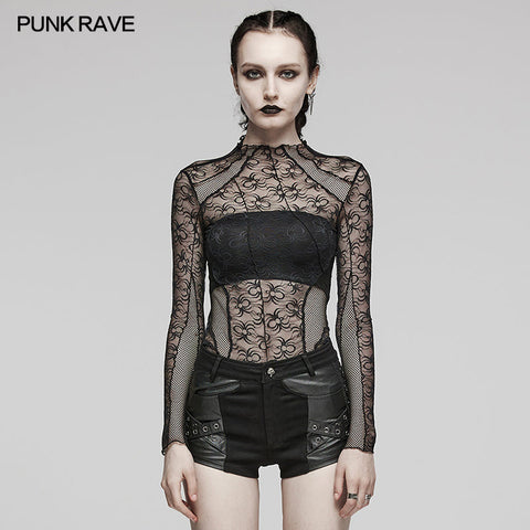 Cyber punk slim patchwork T-shirt