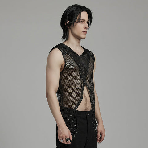 Punk Sexy hollow out hooded vest
