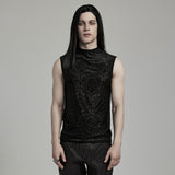 Goth Flocked Mesh Tank Top