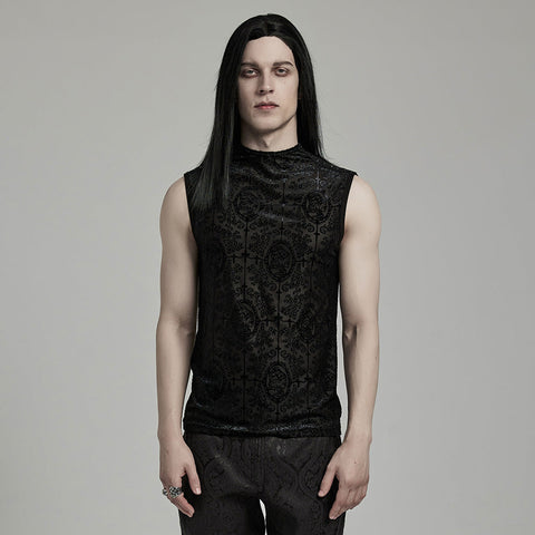 Goth Flocked Mesh Tank Top