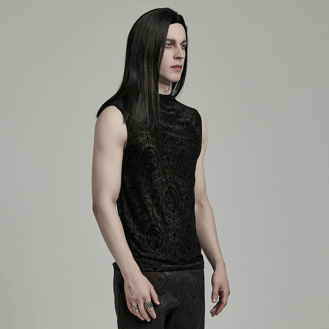 Goth Flocked Mesh Tank Top